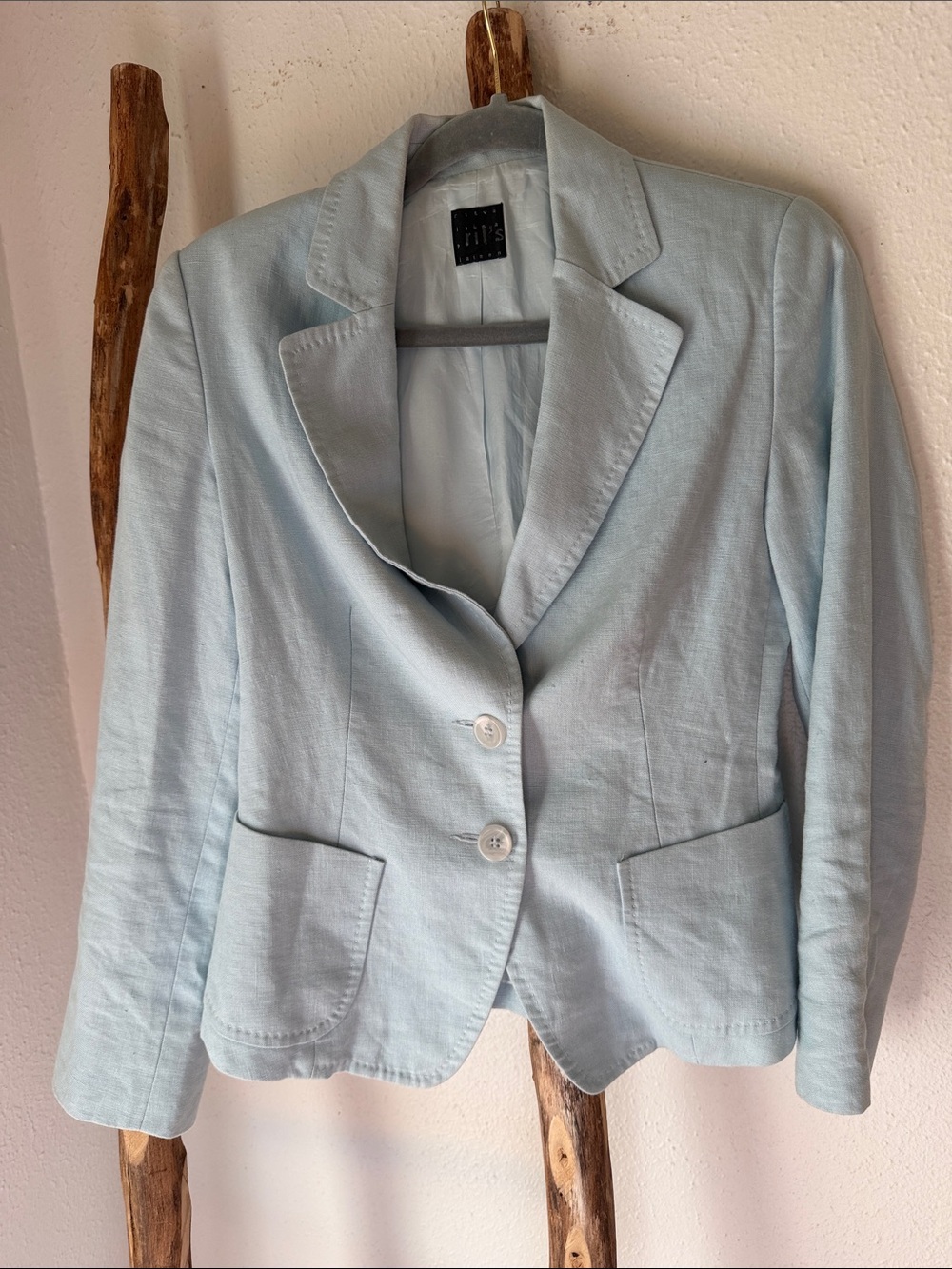 Ril’s Rit a Light Pastel Blue Women's Tailored Linen Blazer Size 6